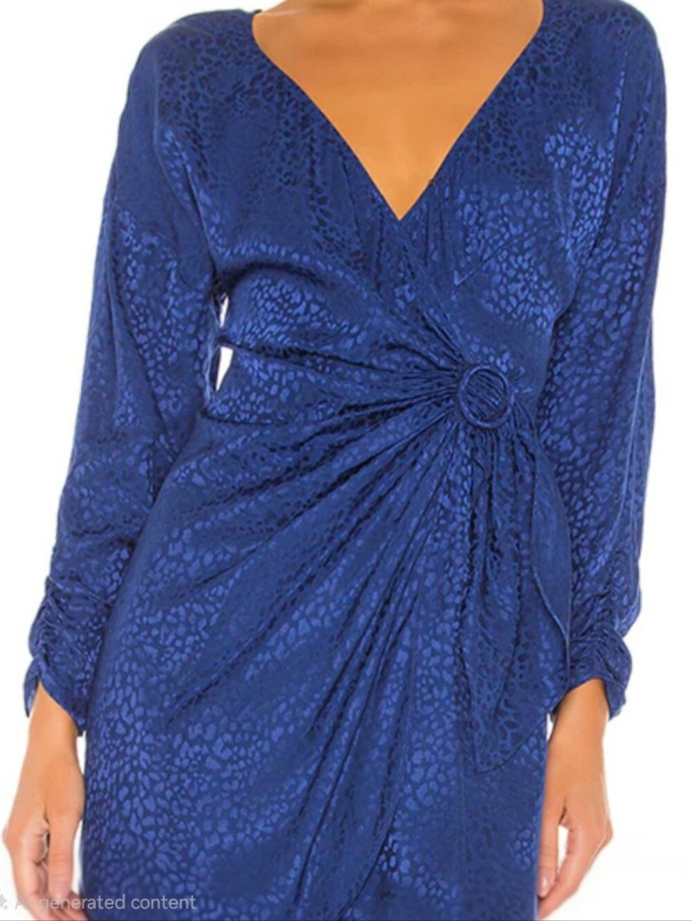 Parker Linda Blue Silk Blend Leopard Jacquard Ring Front Mini Dress Size 0 XS